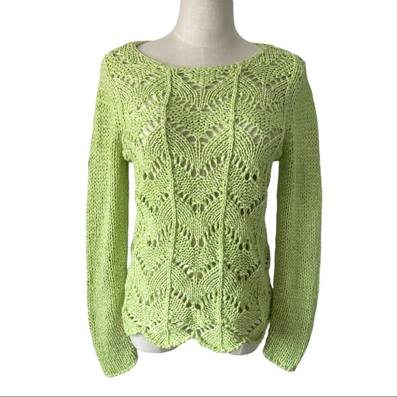 Chicos green grandmacore coastal farmhouse chic long sleeve knit sweater - Picture 1 of 6